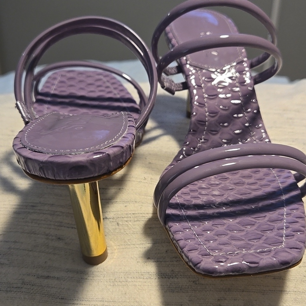Schutz-Leather Heeled Sandals 'Lover Mid' In Orchid-Size 6.5 - Picture 16 of 17